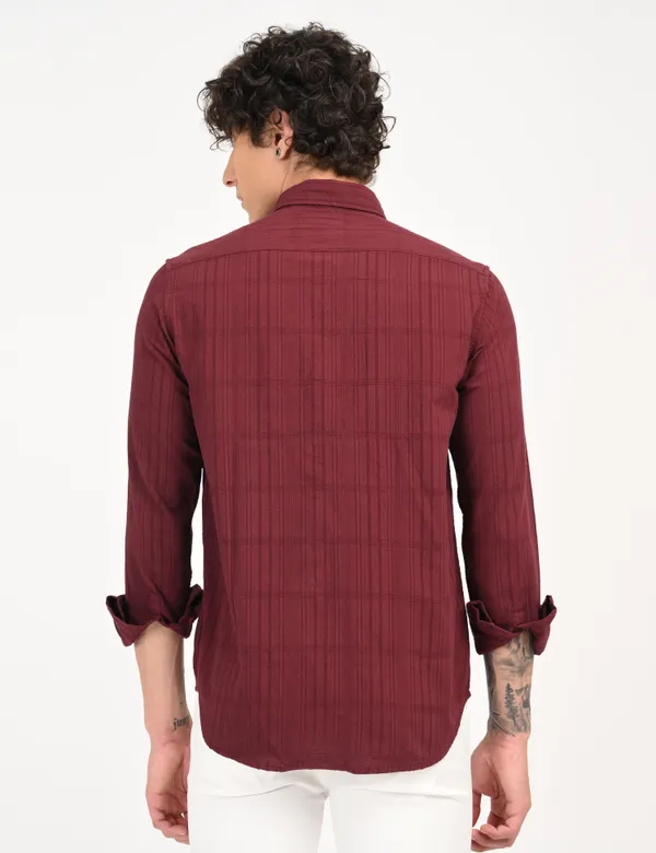 Maroon_Premium_Cotton_Blend_Checkered_Shirt_For_Men