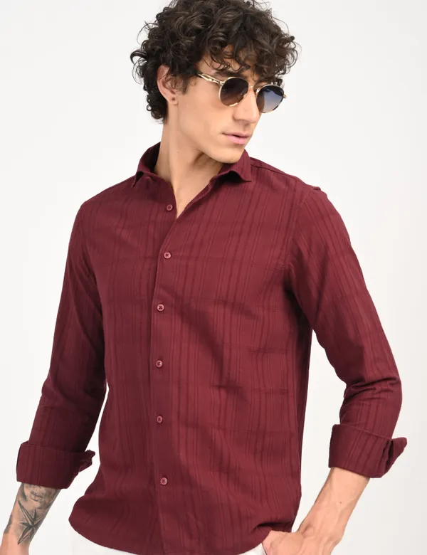 Maroon_Premium_Cotton_Blend_Checkered_Shirt_For_Men