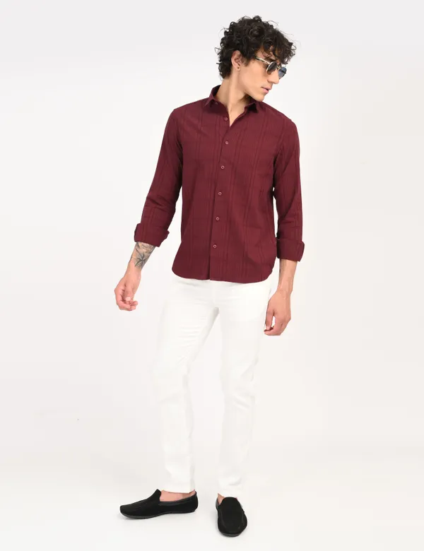 Maroon_Premium_Cotton_Blend_Checkered_Shirt_For_Men