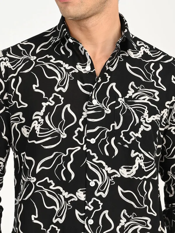 Black_Premium_Pure_Cotton_Printed_Shirt_For_Men