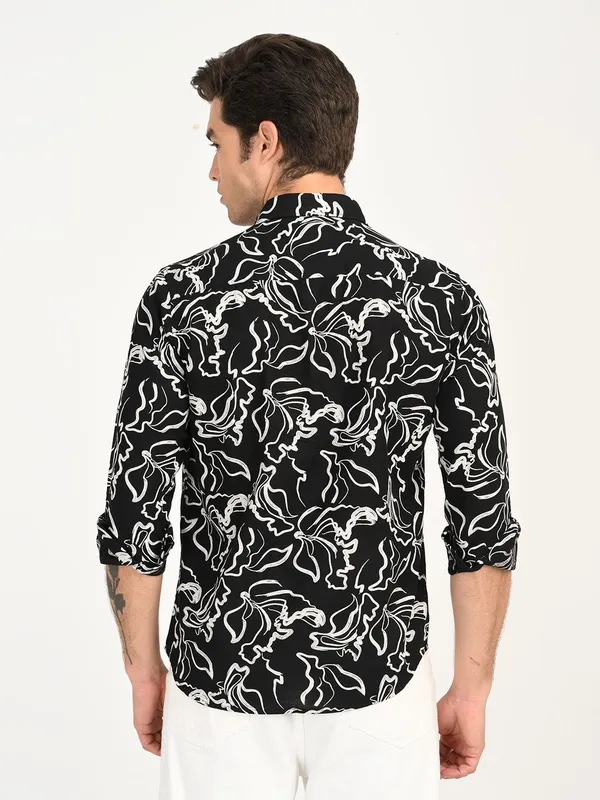 Black_Premium_Pure_Cotton_Printed_Shirt_For_Men
