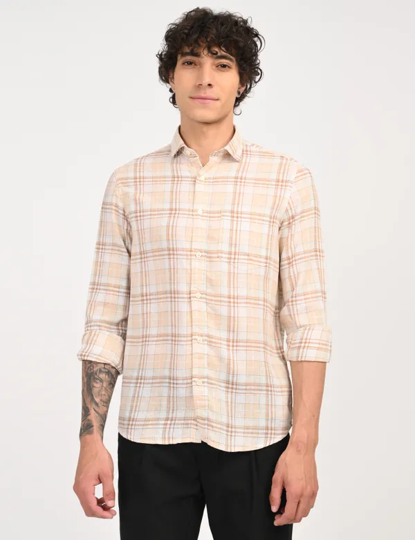Brown_Check_Regular_Fit_Full_Sleeve_Shirt_For_Men