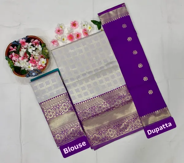 Purple_Elegant_Design_Silk_Blend_Half_Saree_With_Dupatta_For_Women