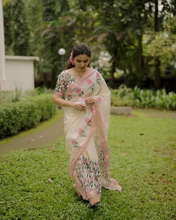 White_And_Pink_Elegant_Design_Embroidered_Organza_Saree_For_Women