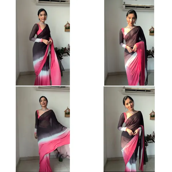 Pink_And_Black_Elegant_Design_Georgette_Saree_For_Women