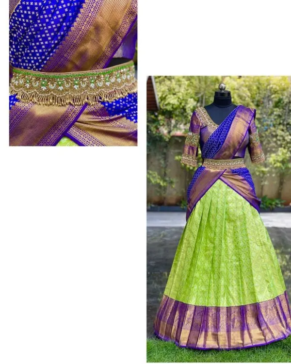 Green_And_Purple_Elegant_Design_Embroidered_Silk_Half_Saree_With_Dupatta_For_Women