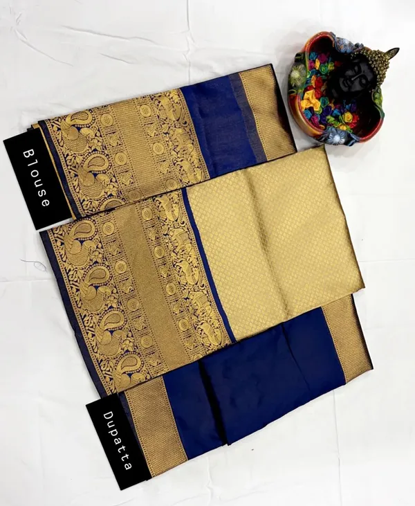 Royal_Blue_And_Gold_Elegant_Design_Silk_Half_Saree_With_Dupatta_For_Women