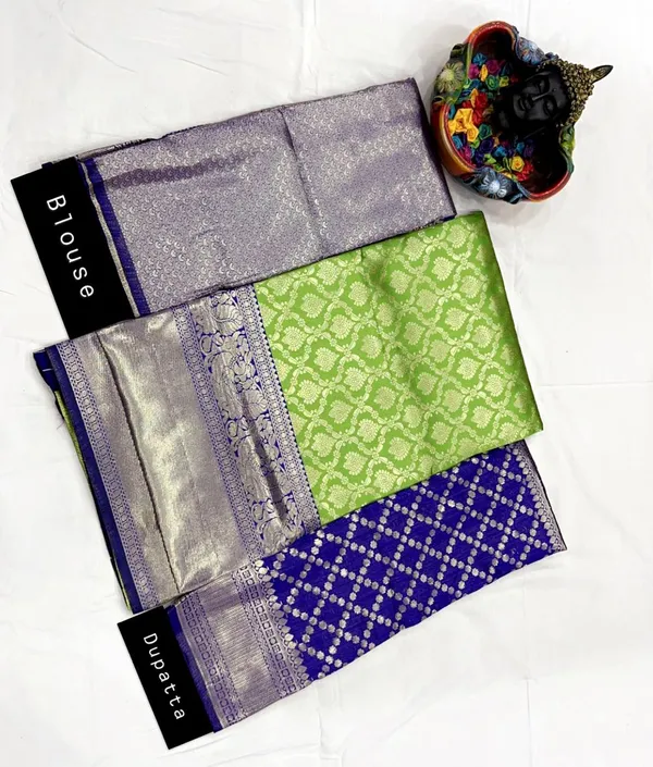 Green_And_Purple_Elegant_Design_Embroidered_Silk_Half_Saree_With_Dupatta_For_Women