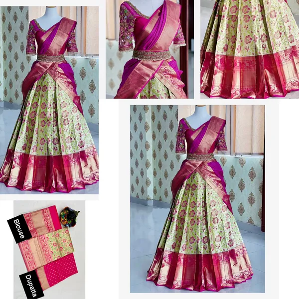 Pink_Elegant_Design_Embroidered_Silk_Blend_Half_Saree_With_Dupatta_For_Women