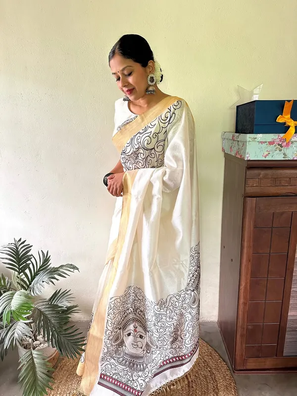White_Elegant_Design_Cotton_Silk_Saree_For_Women