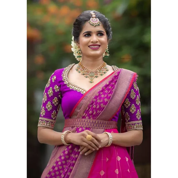Pink_And_Purple_Elegant_Design_Embroidered_Silk_Half_Saree_With_Dupatta_For_Women