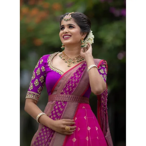 Pink_And_Purple_Elegant_Design_Embroidered_Silk_Half_Saree_With_Dupatta_For_Women