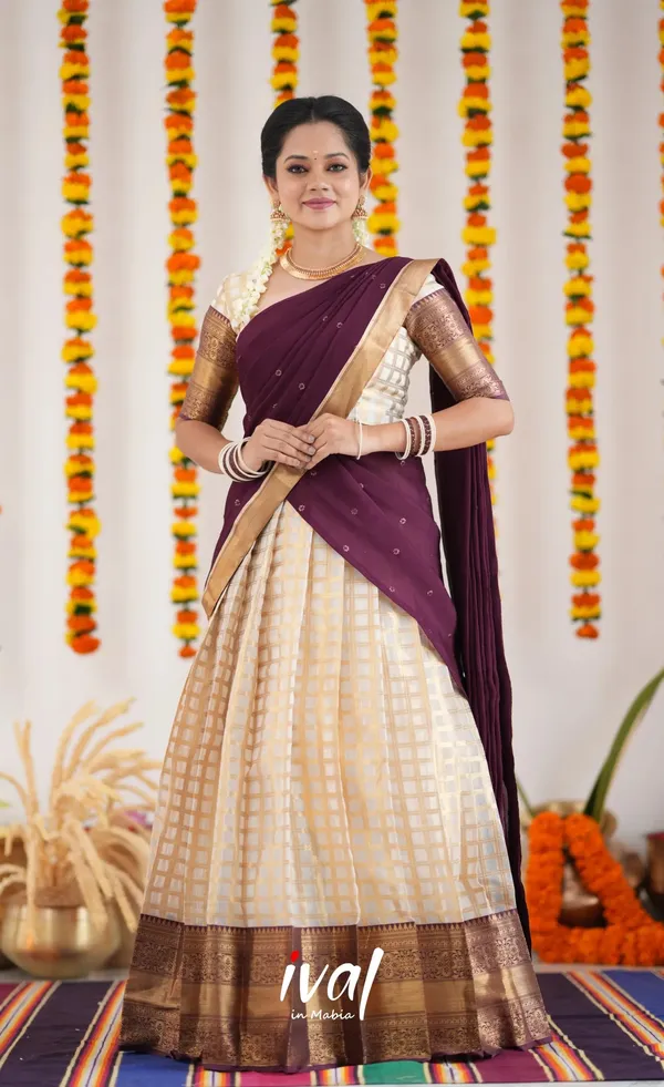 Beige_And_Purple_Elegant_Design_Embroidered_Silk_Blend_Half_Saree_For_Women