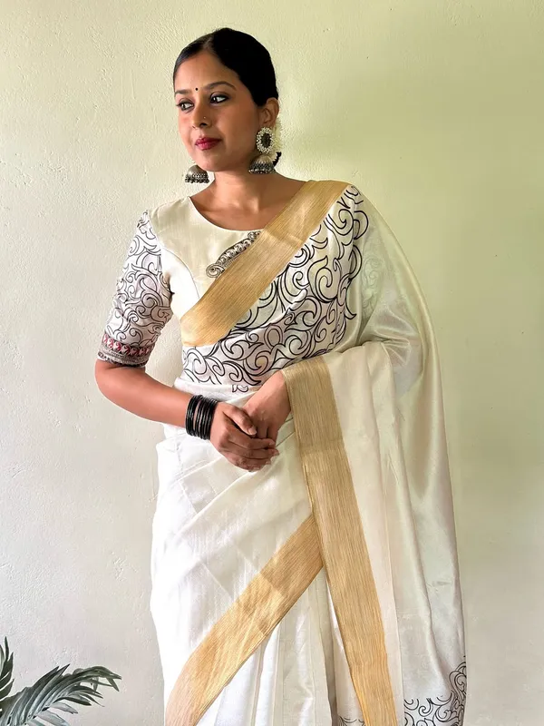 White_Elegant_Design_Cotton_Silk_Saree_For_Women