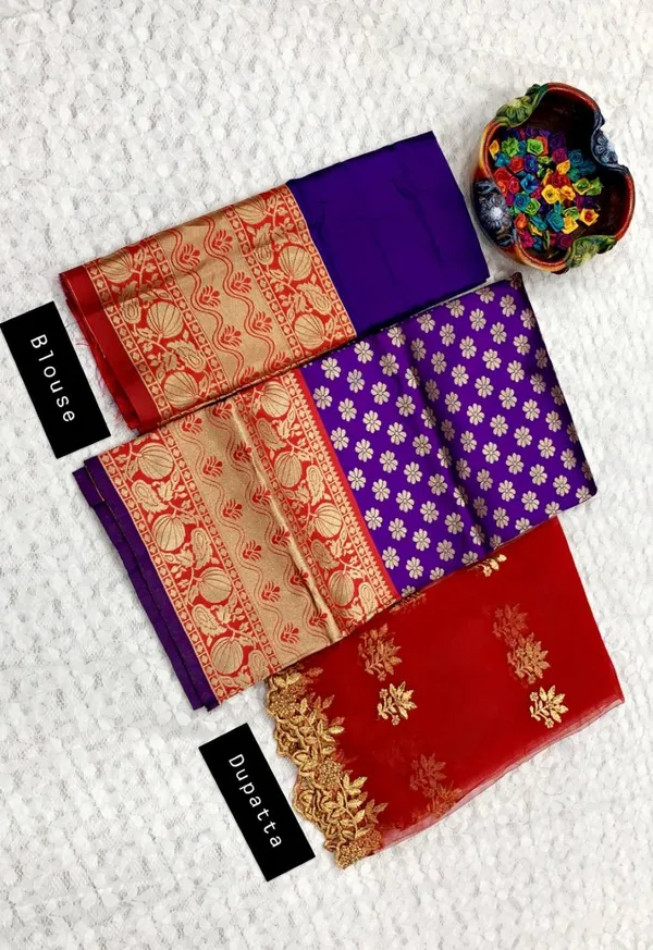 Red_And_Purple_Elegant_Design_Embellished_Silk_Half_Saree_For_Women