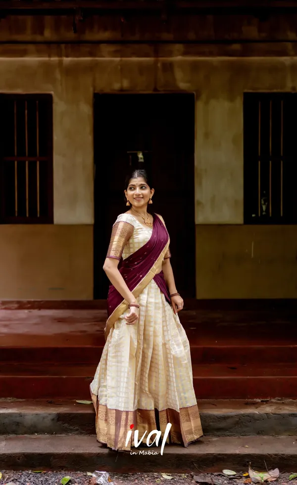 Beige_And_Purple_Elegant_Design_Embroidered_Silk_Blend_Half_Saree_For_Women
