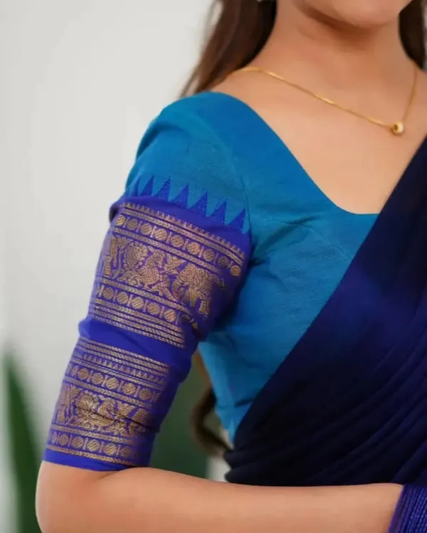 Teal_Blue_And_Purple_Elegant_Design_Banarasi_Silk_Half_Saree_For_Women