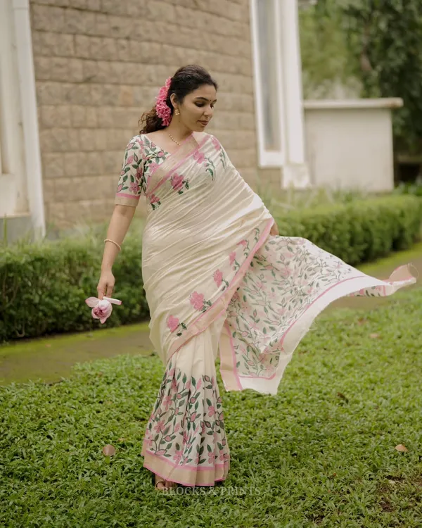 White_And_Pink_Elegant_Design_Embroidered_Organza_Saree_For_Women