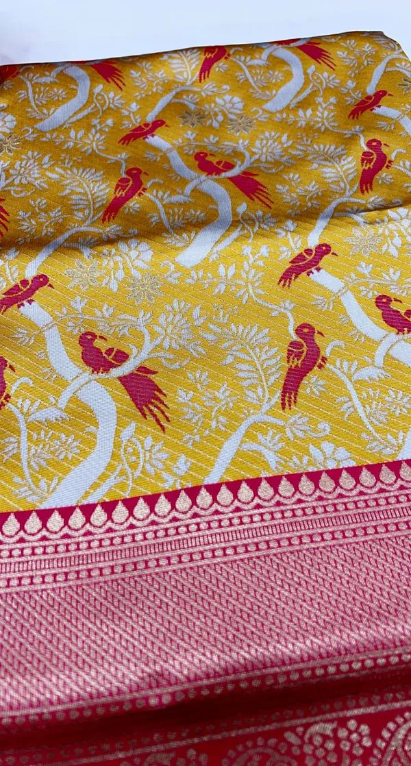 Yellow_And_Pink_Elegant_Design_Banarasi_Silk_Half_Saree_With_Dupatta_For_Women