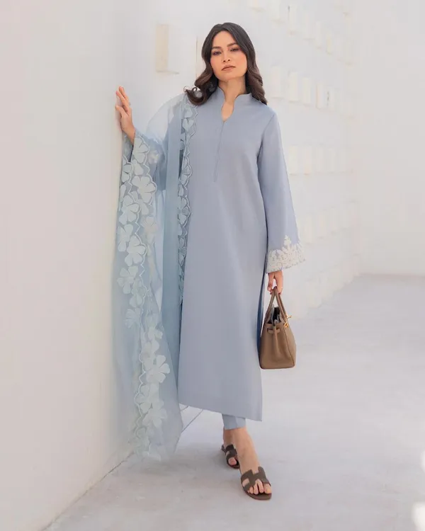 Aqua_Blue_Chanderi_Silk_Kurti_Pant_And_Dupatta_Set_For_Women