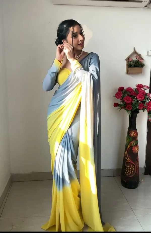 Blue_And_Yellow_Elegant_Design_Silk_Blend_Saree_For_Women