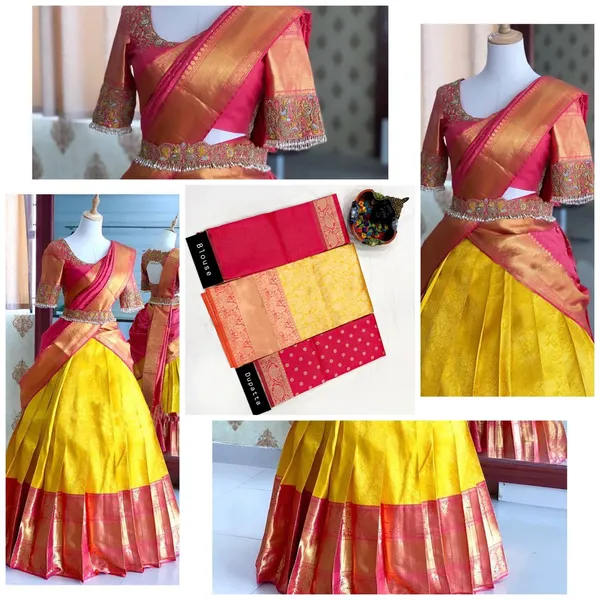 Multicolour_Elegant_Design_Embellished_Silk_Half_Saree_For_Women