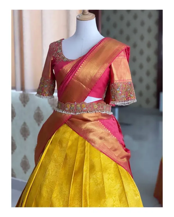 Multicolour_Elegant_Design_Embellished_Silk_Half_Saree_For_Women