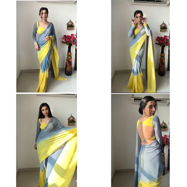Blue_And_Yellow_Elegant_Design_Silk_Blend_Saree_For_Women