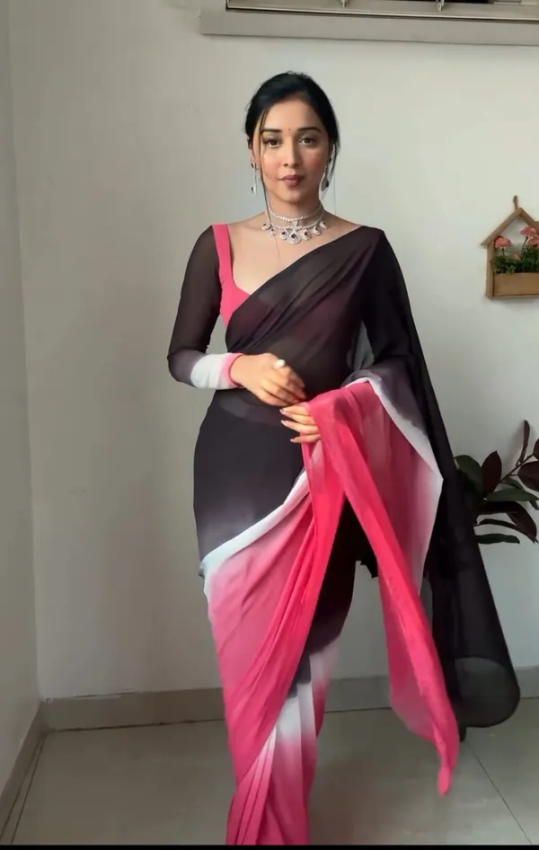 Pink_And_Black_Elegant_Design_Georgette_Saree_For_Women