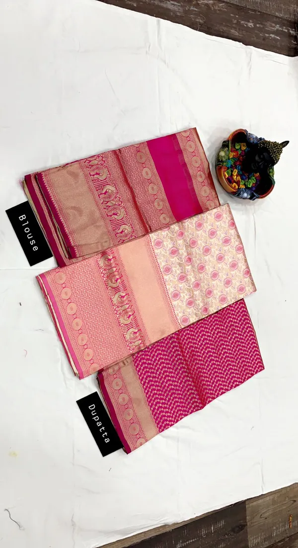 Pink_And_Cream_Elegant_Design_Embroidered_Banarasi_Silk_Half_Saree_With_Dupatta_For_Women