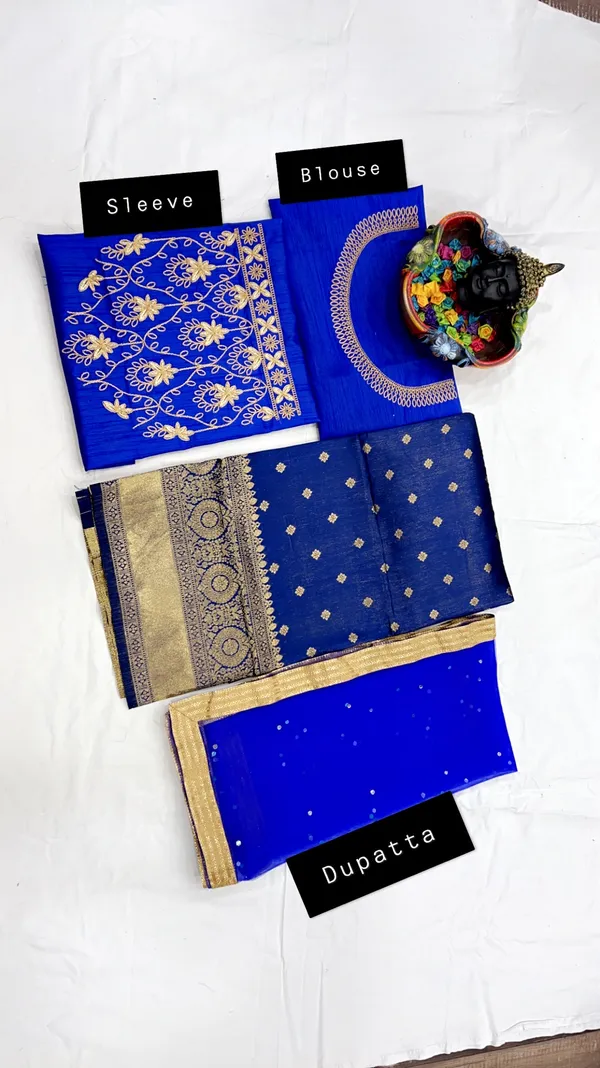 Blue_Elegant_Design_Embroidered_Brocade_Silk_Half_Saree_With_Dupatta_For_Women