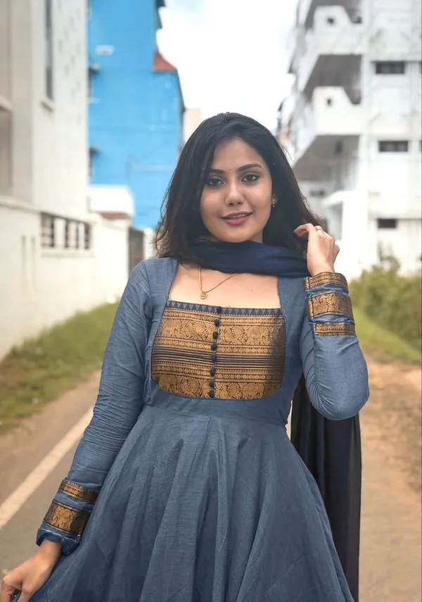Grey_Cotton_Gown_Dupatta_2_Piece_Set_For_Women