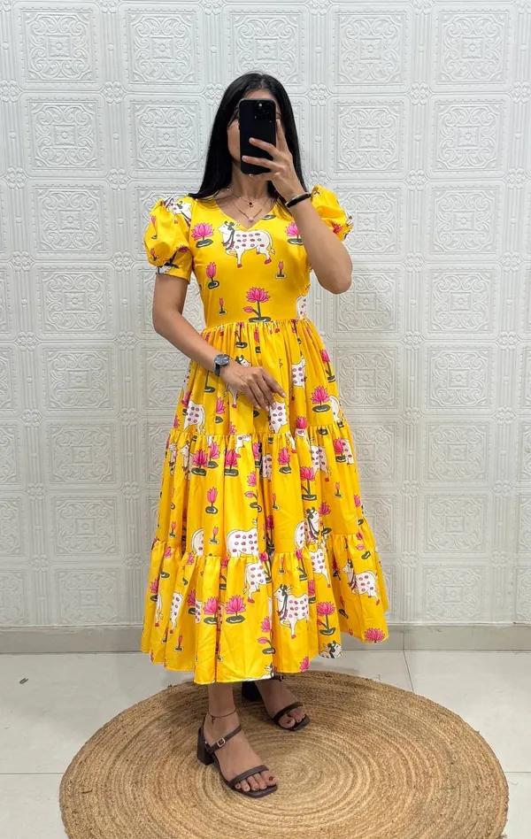 Yellow_Cotton_One_Piece_Maxi_Gown_For_Women