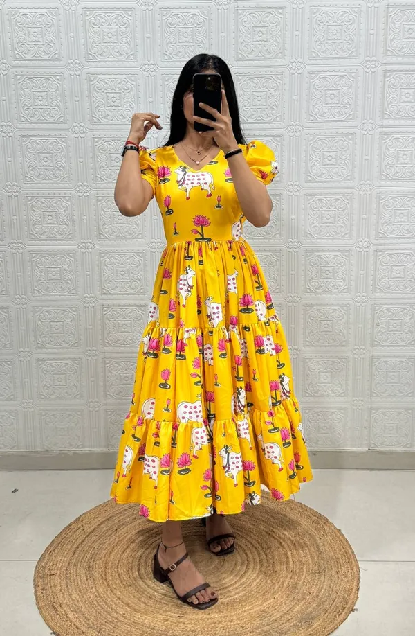 Yellow_Cotton_One_Piece_Maxi_Gown_For_Women