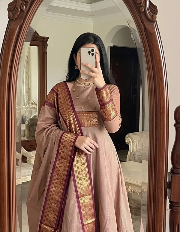 Chiku_Cotton_Gown_Dupatta_2_Piece_Set_For_Women