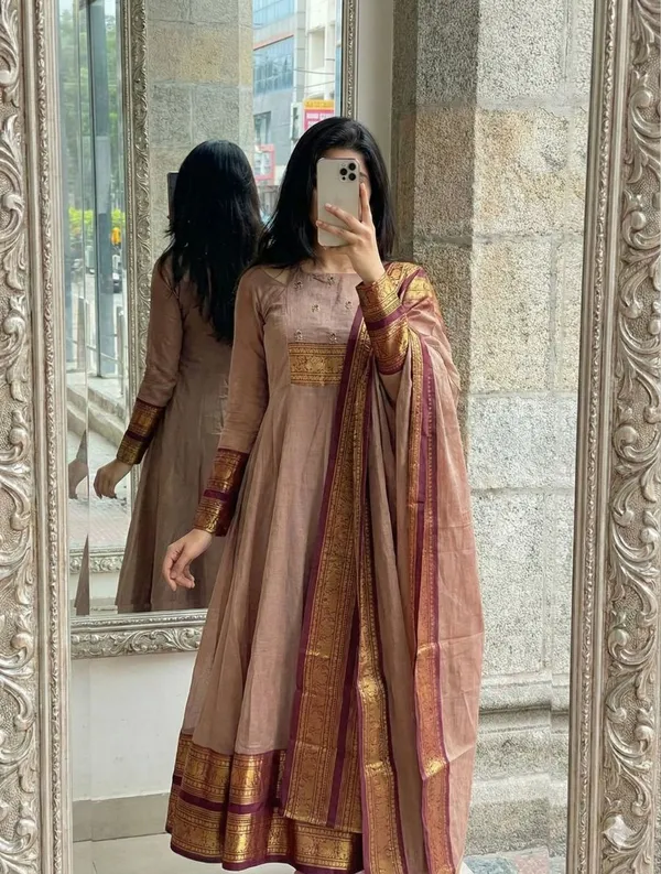 Chiku_Cotton_Gown_Dupatta_2_Piece_Set_For_Women