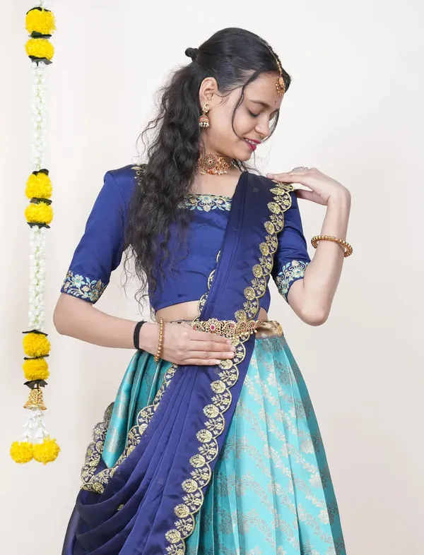 Blue_Elegant_Design_Embroidered_Silk_Half_Saree_With_Dupatta_For_Women
