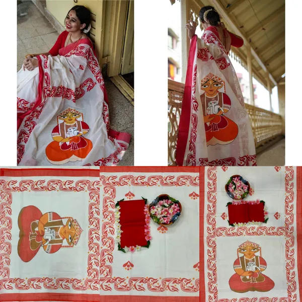 Red_And_White_Elegant_Design_Cotton_Saree_For_Women