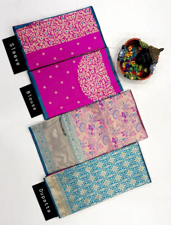Blue_And_Pink_Elegant_Design_Embroidered_Silk_Half_Saree_With_Dupatta_For_Women