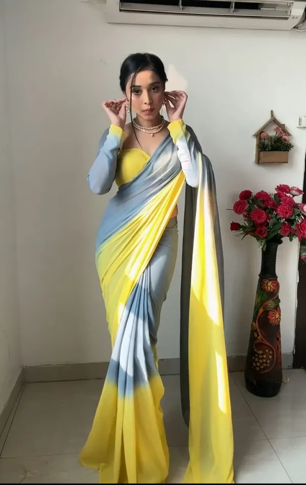 Blue_And_Yellow_Elegant_Design_Silk_Blend_Saree_For_Women
