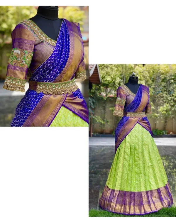 Green_And_Purple_Elegant_Design_Embroidered_Silk_Half_Saree_With_Dupatta_For_Women