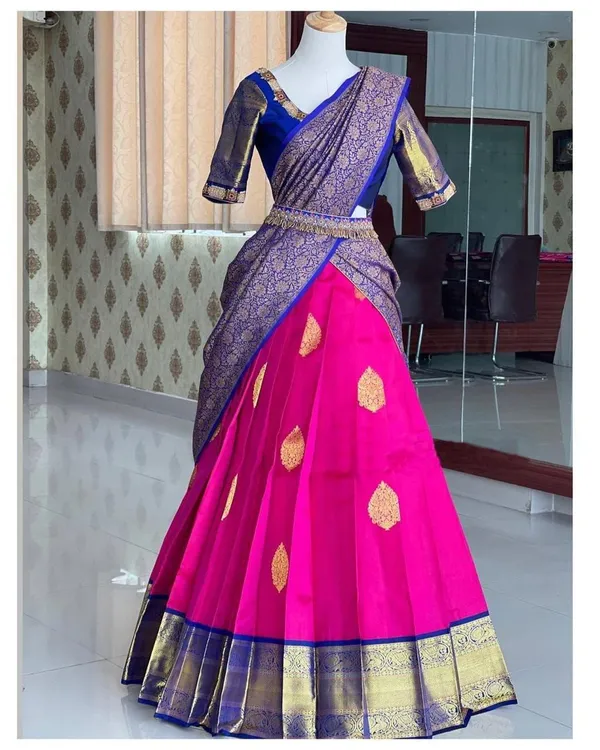 Pink_Elegant_Design_Embroidered_Silk_Half_Saree_With_Dupatta_For_Women
