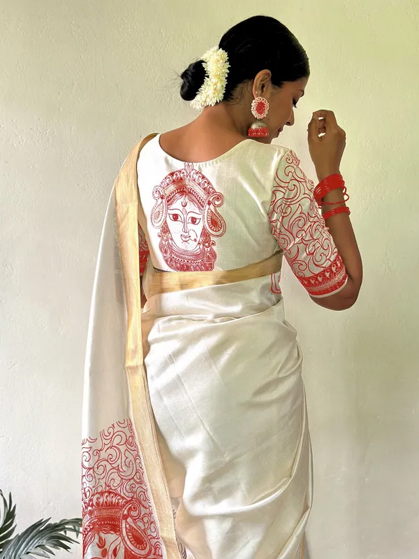 White_Elegant_Design_Cotton_Saree_For_Women