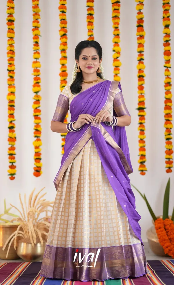 Purple_Elegant_Design_Silk_Blend_Half_Saree_With_Dupatta_For_Women