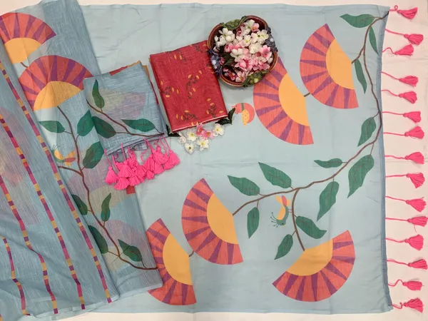 Green_Elegant_Design_Linen_Saree_For_Women