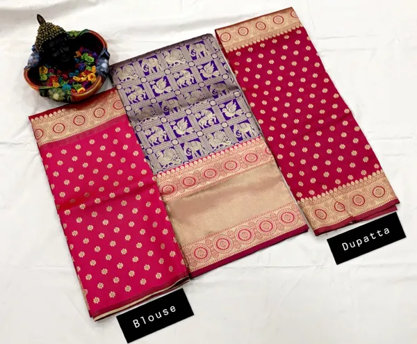 Purple_Elegant_Design_Pure_Silk_Half_Saree_For_Women