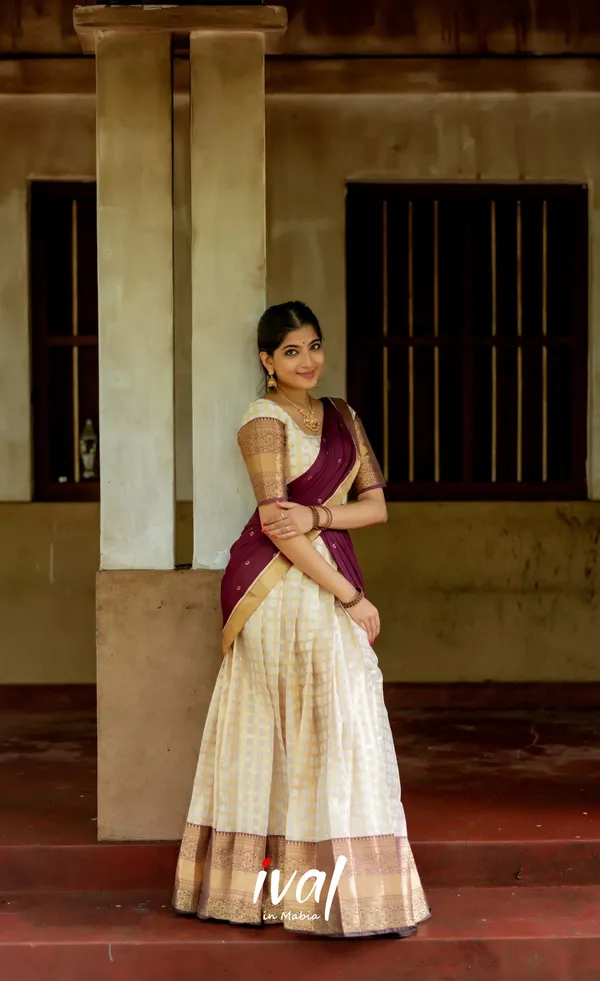 Beige_And_Purple_Elegant_Design_Embroidered_Silk_Blend_Half_Saree_For_Women