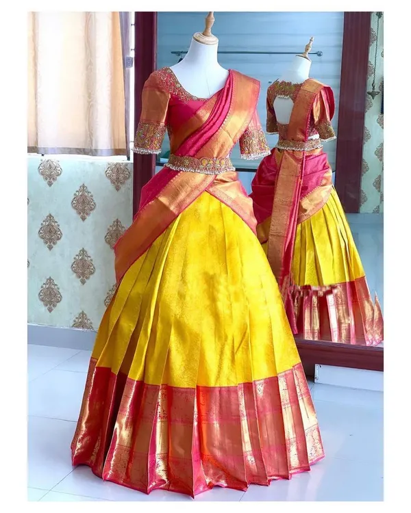 Multicolour_Elegant_Design_Embellished_Silk_Half_Saree_For_Women