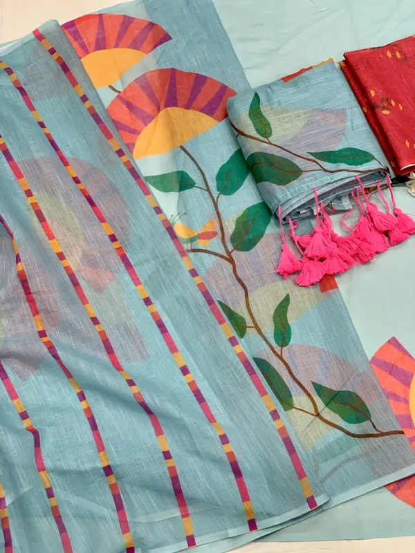 Green_Elegant_Design_Linen_Saree_For_Women