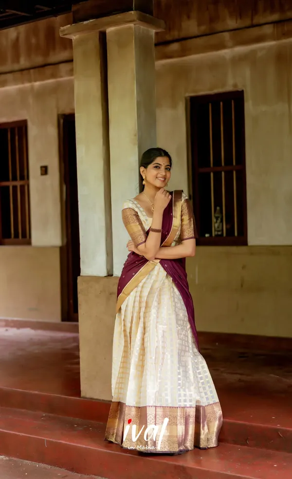 Beige_And_Purple_Elegant_Design_Embroidered_Silk_Blend_Half_Saree_For_Women